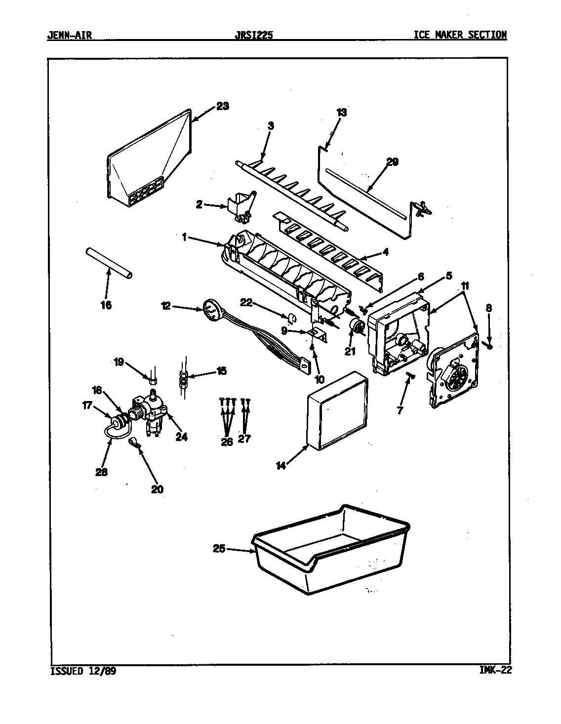 Jenn-Air JRSI225/9Q15B ice maker section diagram