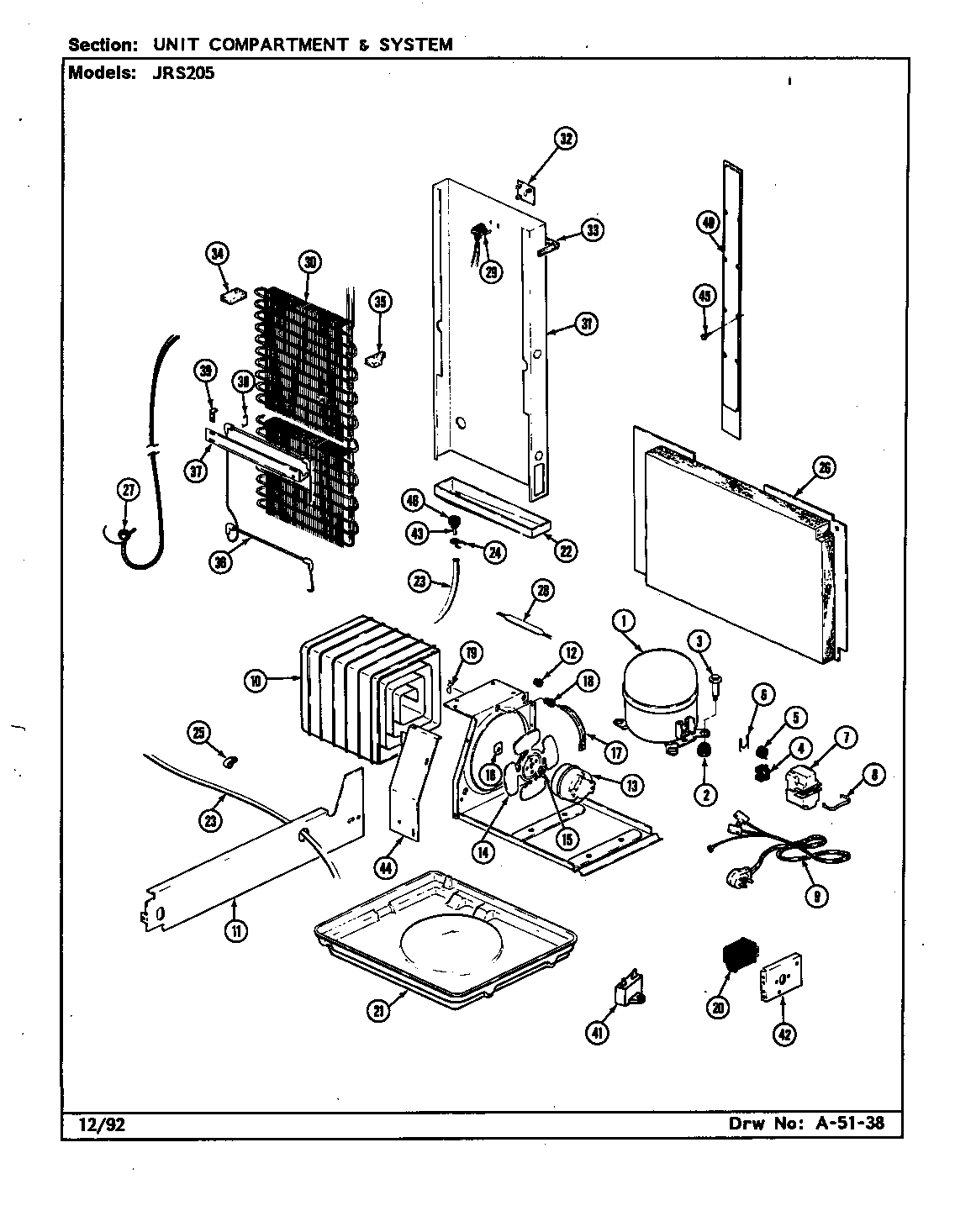 Jenn-Air JRS205W/DQ02A unit compartment & system diagram