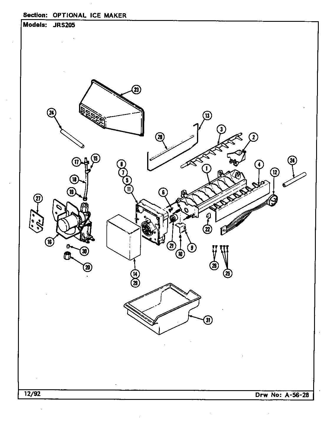 Jenn-Air JRS205W/DQ02A optional ice mkr kit (ims106 b/m by09a) diagram