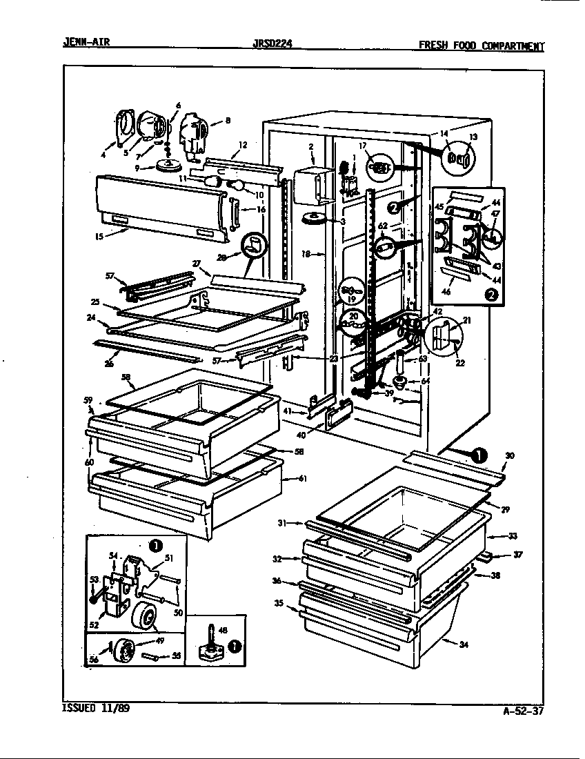 Jenn-Air JRSD224/8N61A fresh food compartment diagram