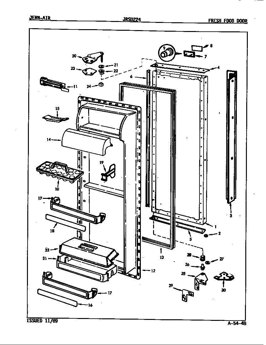 Jenn-Air JRSD224/8N61A fresh food door diagram