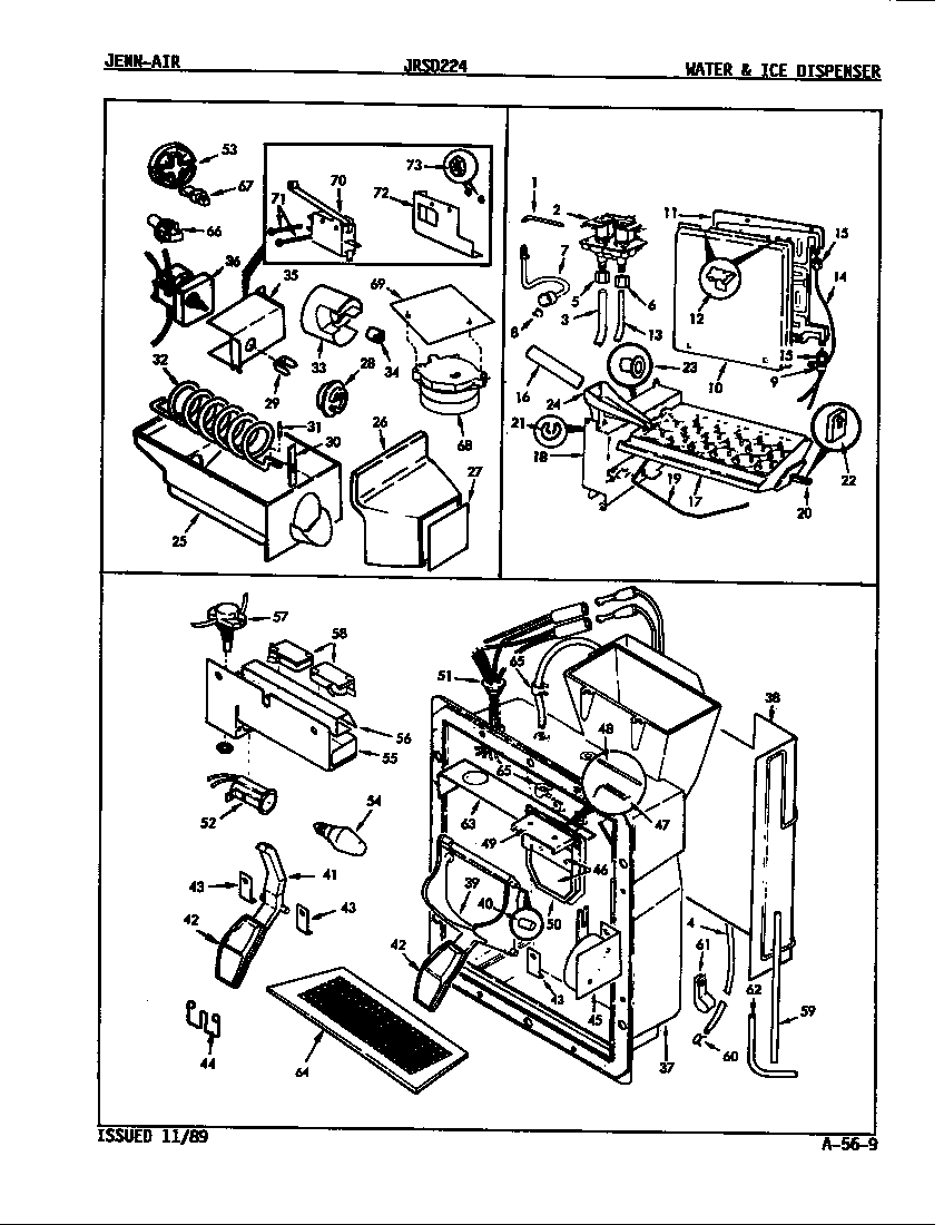 Jenn-Air JRSD224/8N61A water & ice dispenser diagram