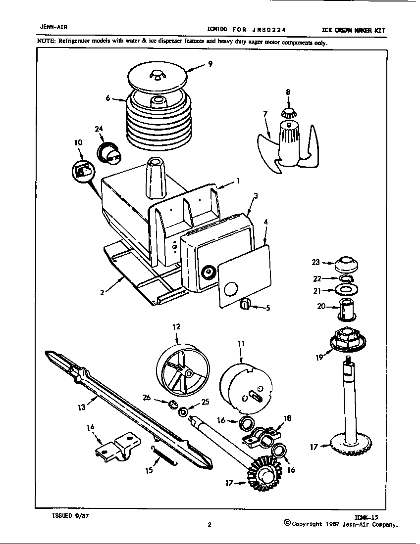 Jenn-Air JRSD224/8N61A ice cream maker kit (icm100) diagram