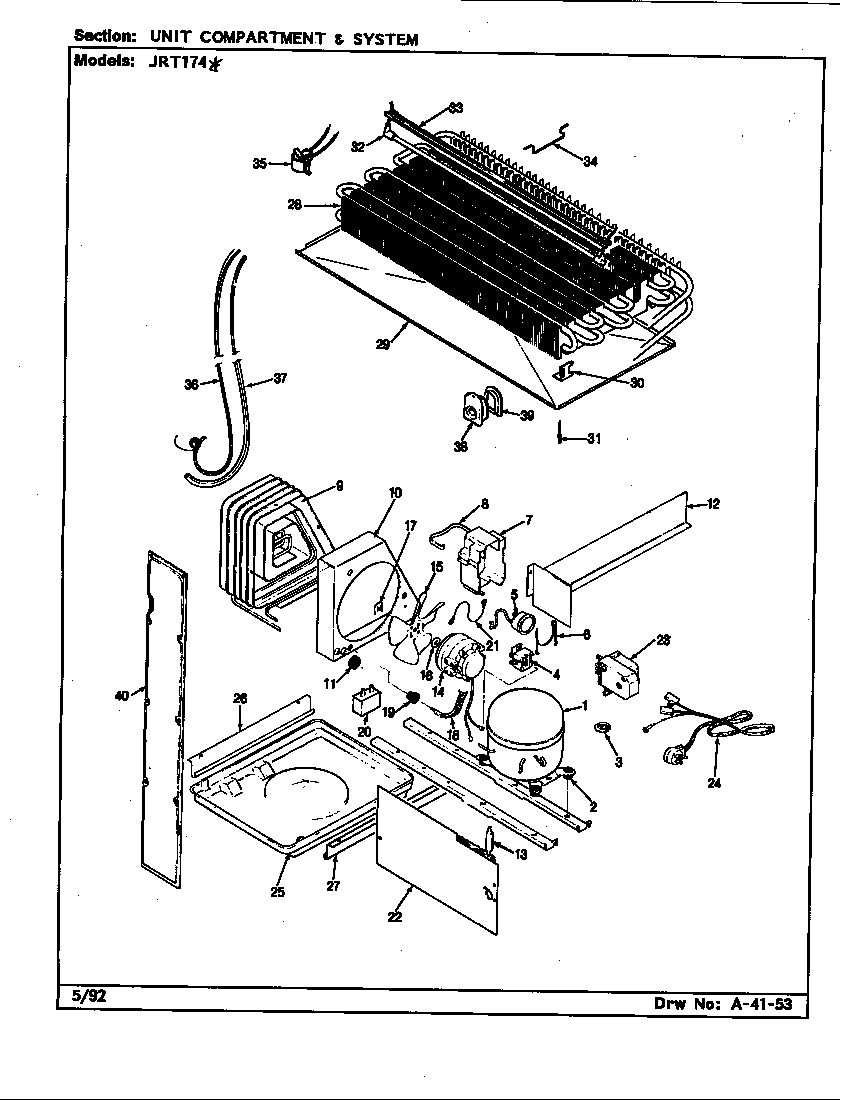 Jenn-Air JRT174/CJ23A unit compartment & system (b/m cj23a) diagram
