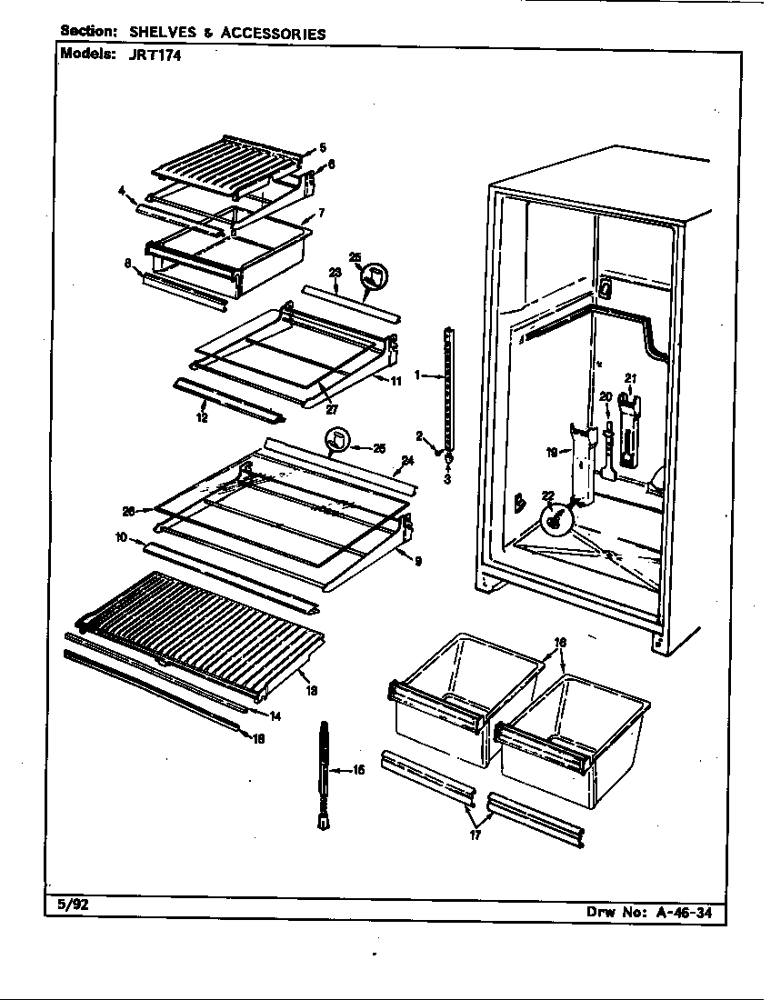 Jenn-Air JRT174/CJ23A shelves & accessories (b/m cj23a) diagram