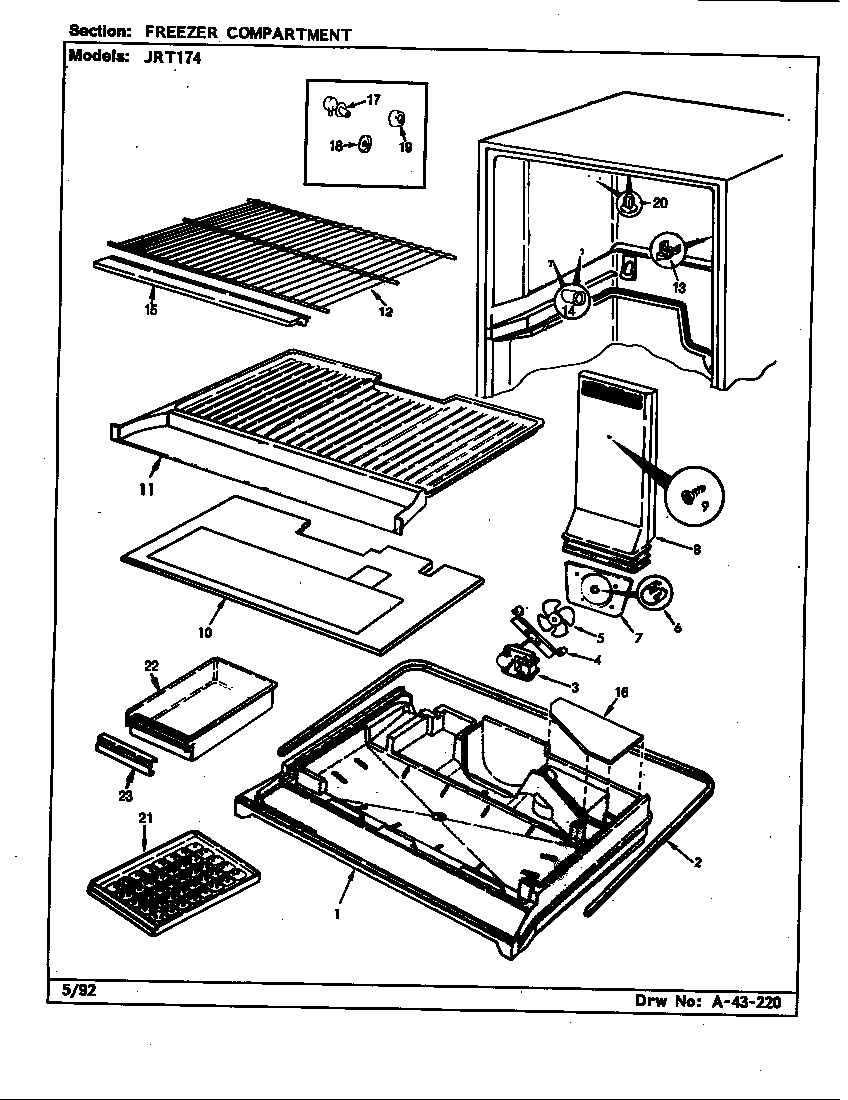Jenn-Air JRT174/CJ23A freezer compartment (b/m cj23a) diagram