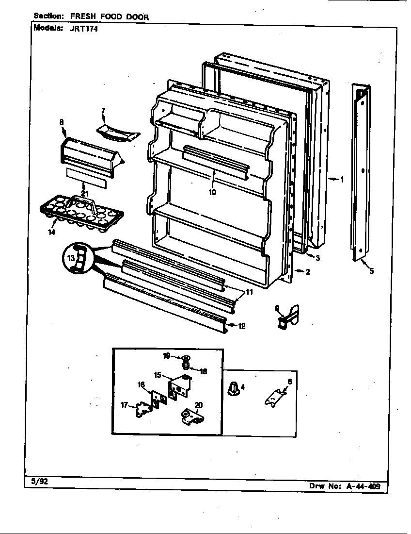 Jenn-Air JRT174/CJ23A fresh food door (b/m cj23a) diagram