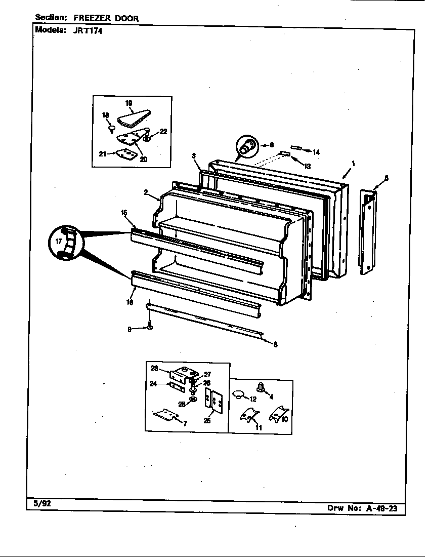 Jenn-Air JRT174/CJ23A freezer door (b/m cj23a) diagram
