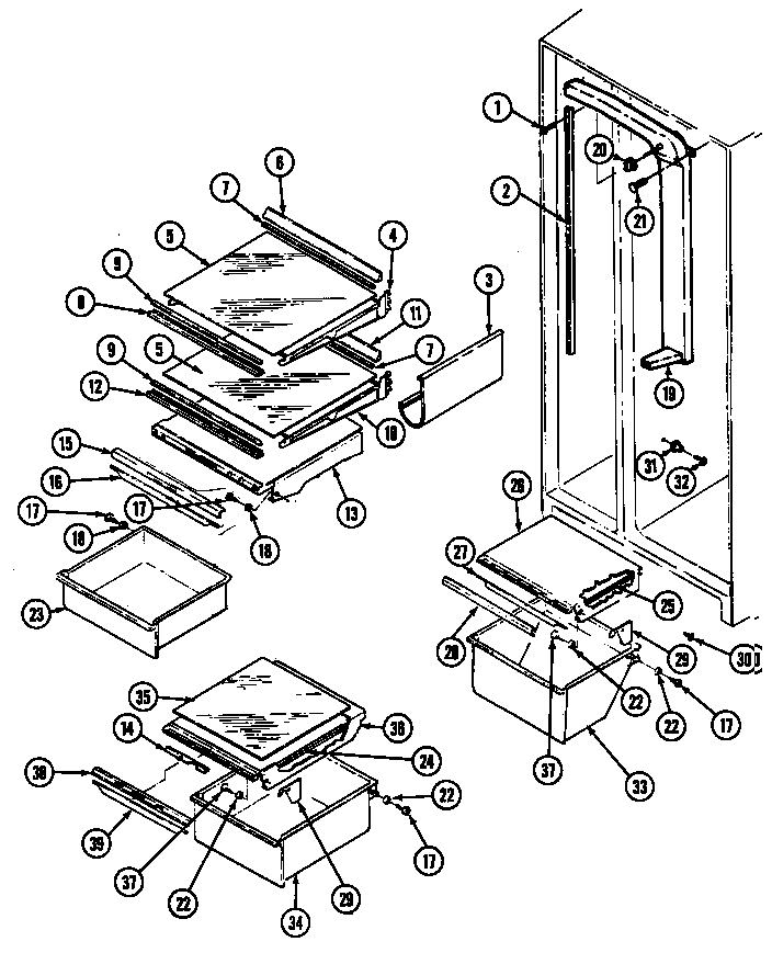 Jenn-Air JRS227B/DQ21A shelves & accessories diagram
