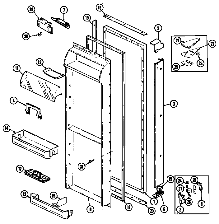 Jenn-Air JRS227B/DQ21A fresh food door diagram