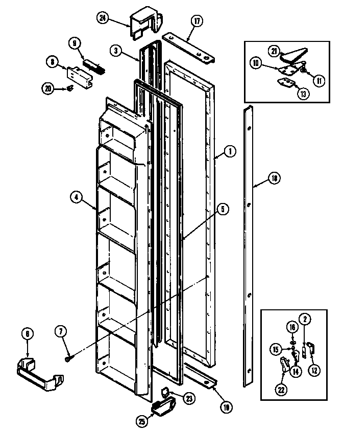 Jenn-Air JRS227B/DQ21A freezer door diagram