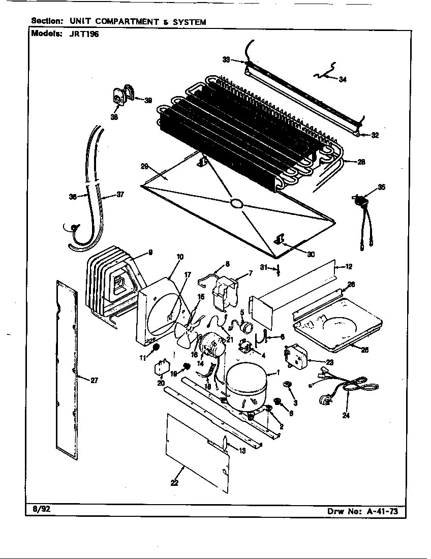 Jenn-Air JRT196/AJ55A unit compartment & system diagram