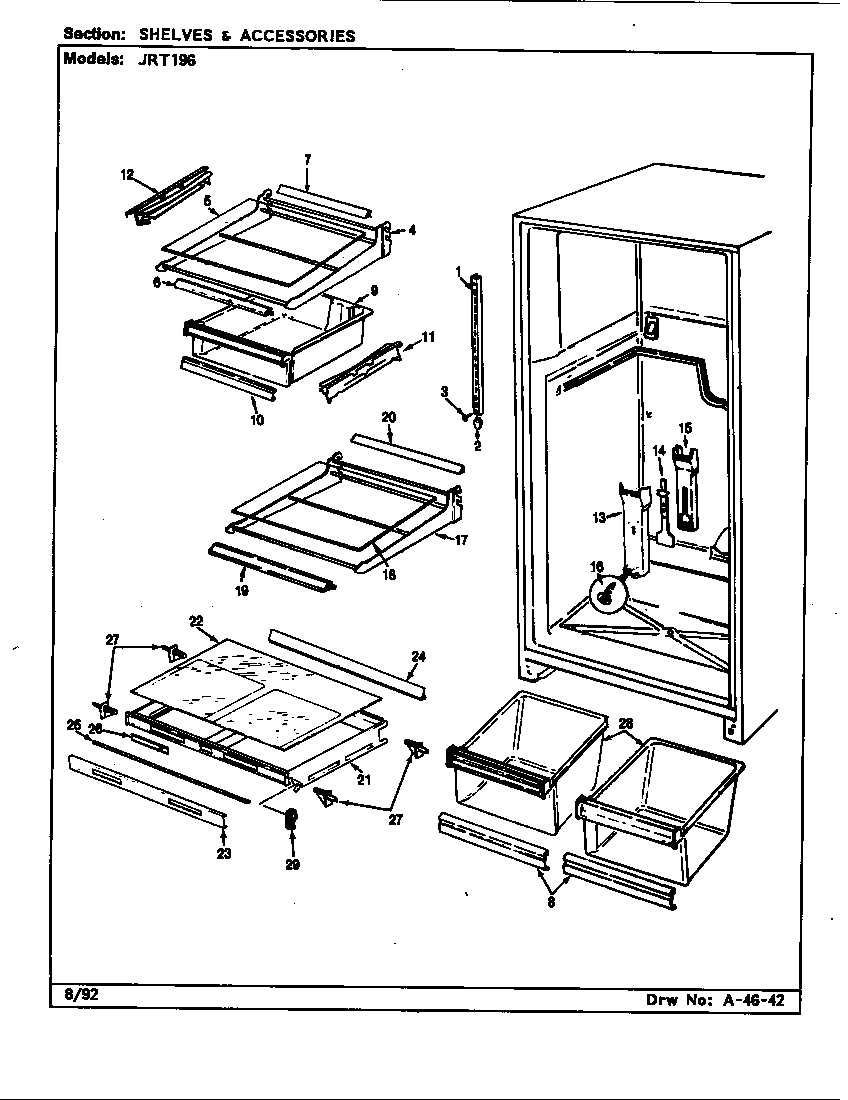 Jenn-Air JRT196/AJ55A shelves & accessories diagram