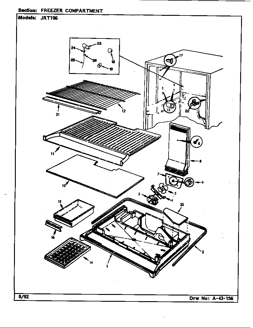 Jenn-Air JRT196/AJ55A freezer compartment diagram