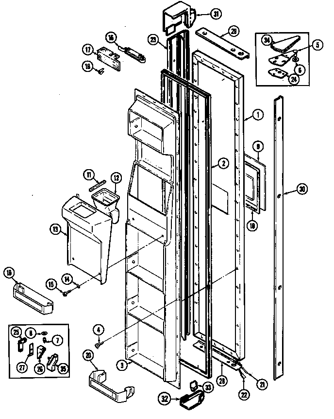 Jenn-Air JRSD227W/DQ35A freezer door diagram
