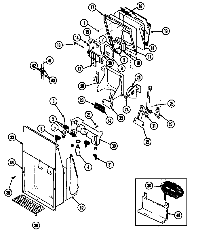 Jenn-Air JRSD227W/DQ35A ice & water dispenser diagram