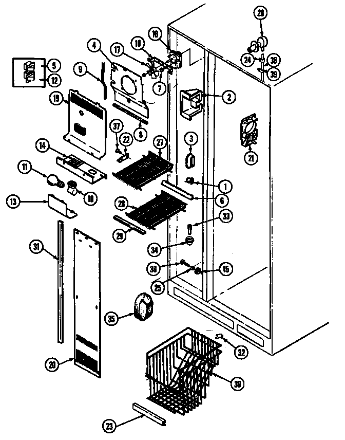 Jenn-Air JRSD227W/DQ35A freezer compartment diagram