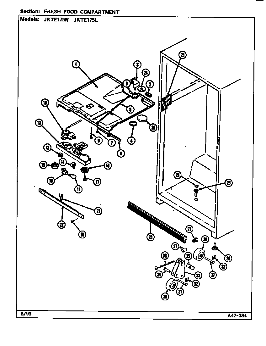 Jenn-Air JRTE175W/DJ31A fresh food compartment (b/m dj31a) diagram