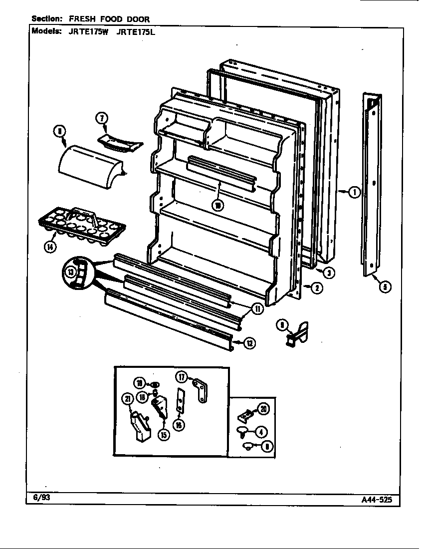 Jenn-Air JRTE175W/DJ31A fresh food door (b/m dj31a) diagram