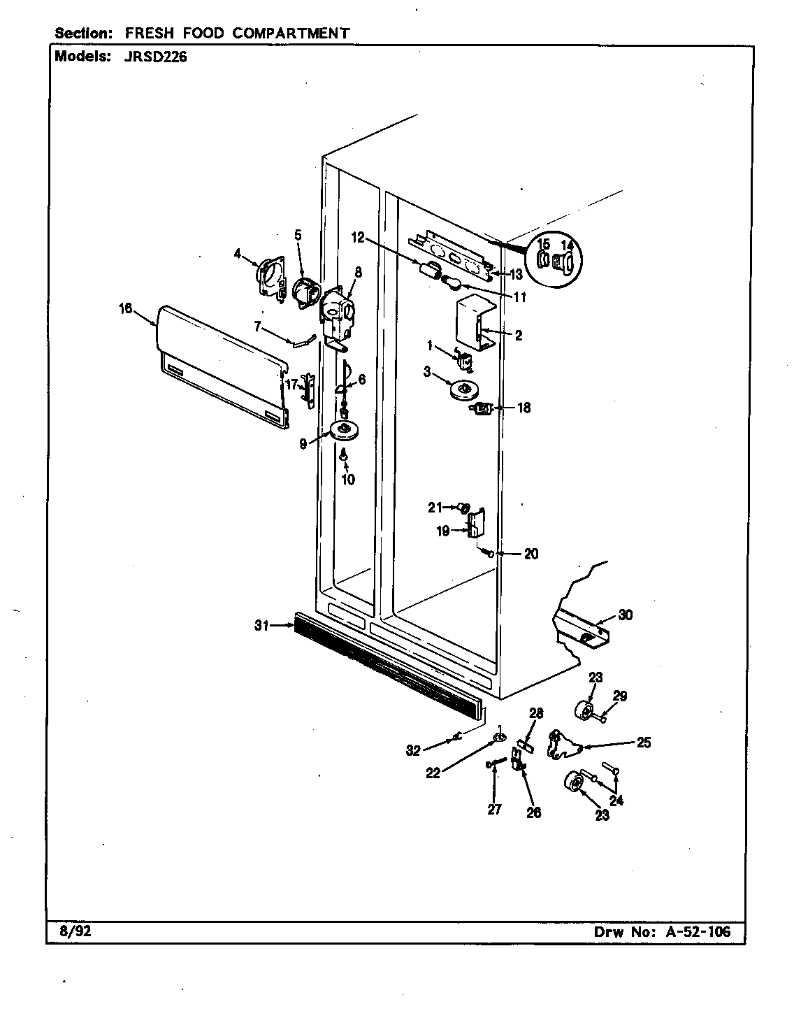 Jenn-Air JRSD226/BQ32A fresh food compartment diagram