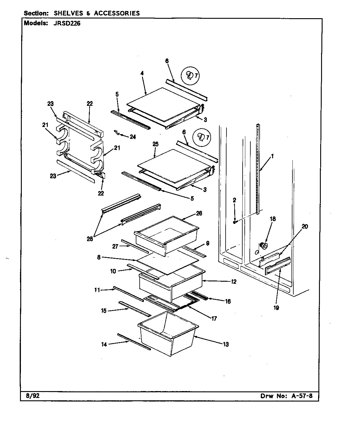 Jenn-Air JRSD226/BQ32A shelves & accessories diagram