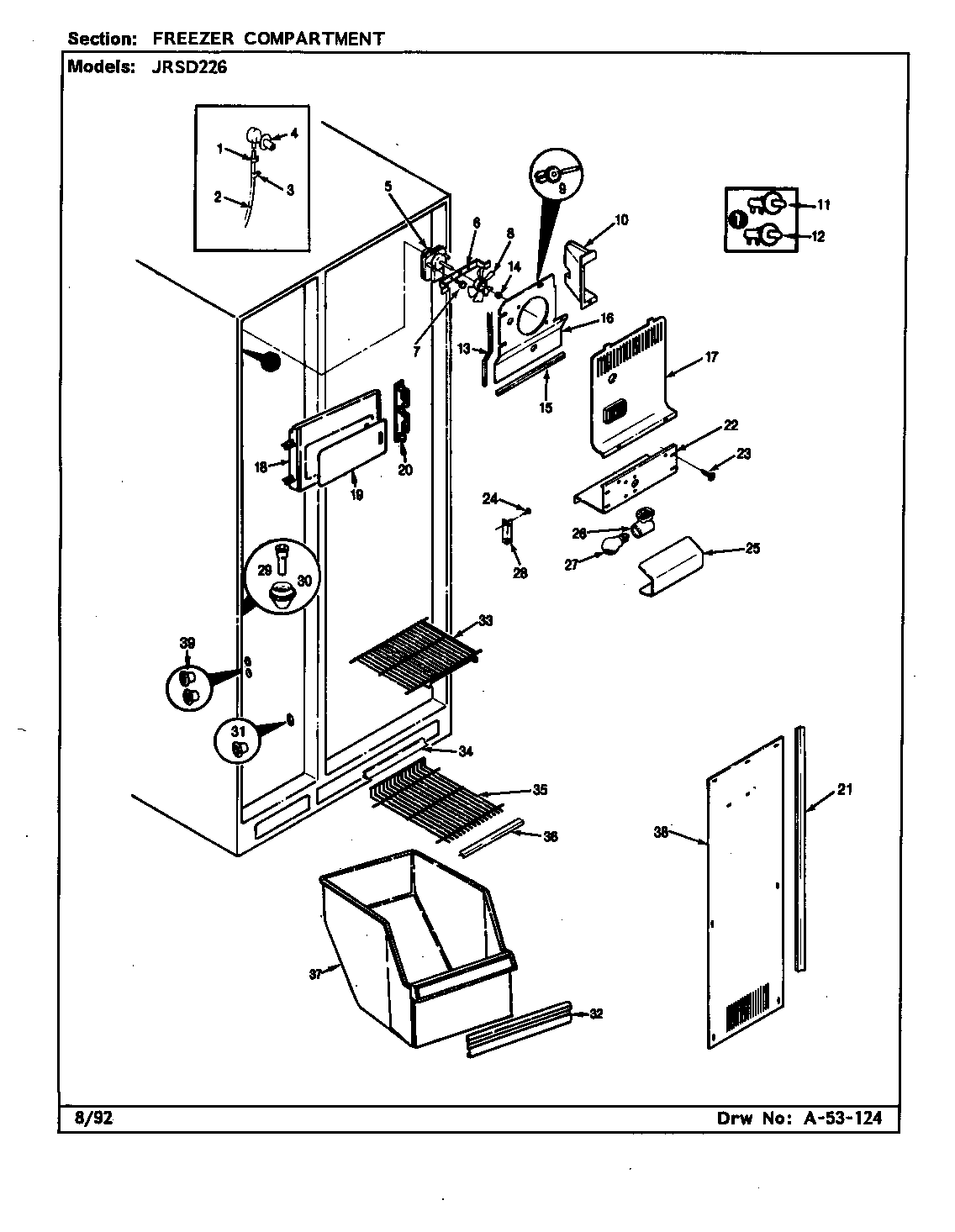 Jenn-Air JRSD226/BQ32A freezer compartment diagram