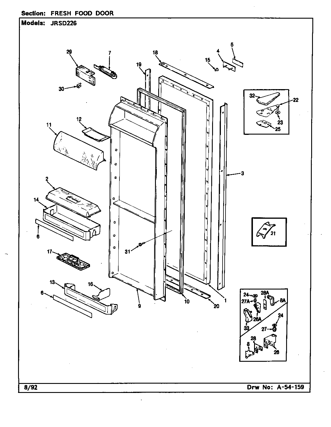 Jenn-Air JRSD226/BQ32A fresh food door diagram