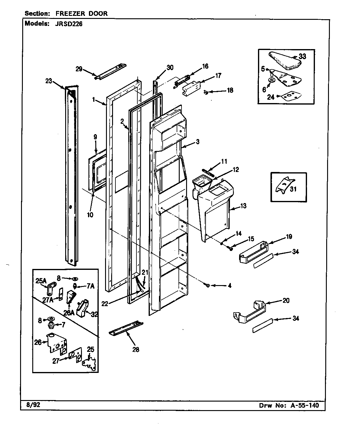 Jenn-Air JRSD226/BQ32A freezer door diagram