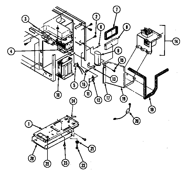 Jenn-Air WM236B internal controls-upper (m166) diagram
