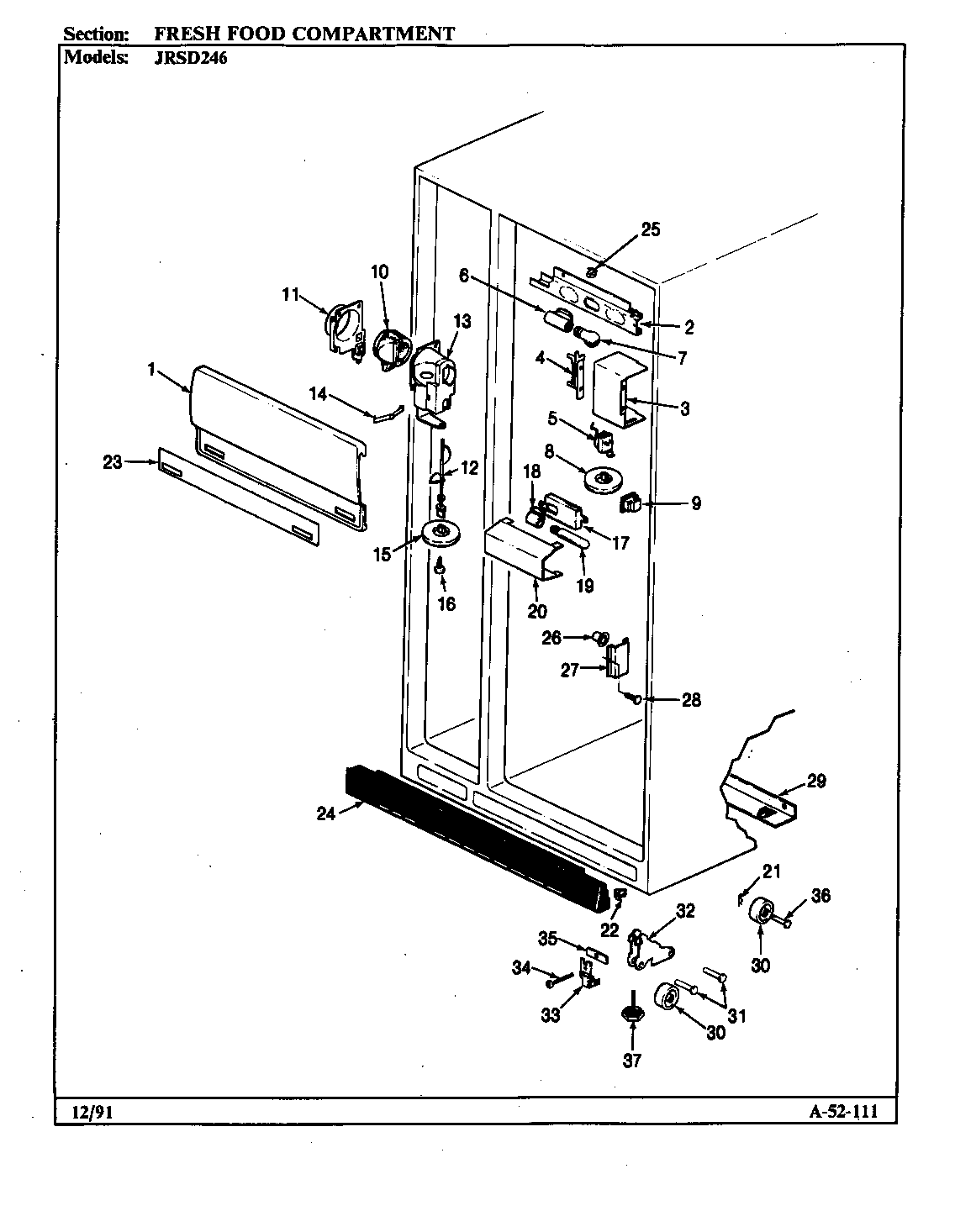 Jenn-Air JRSD246/BQ81C fresh food compartment diagram