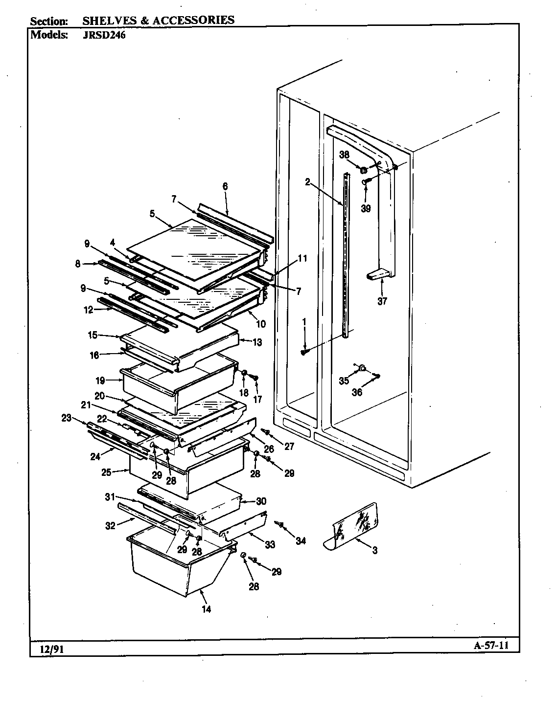 Jenn-Air JRSD246/BQ81C shelves & accessories diagram
