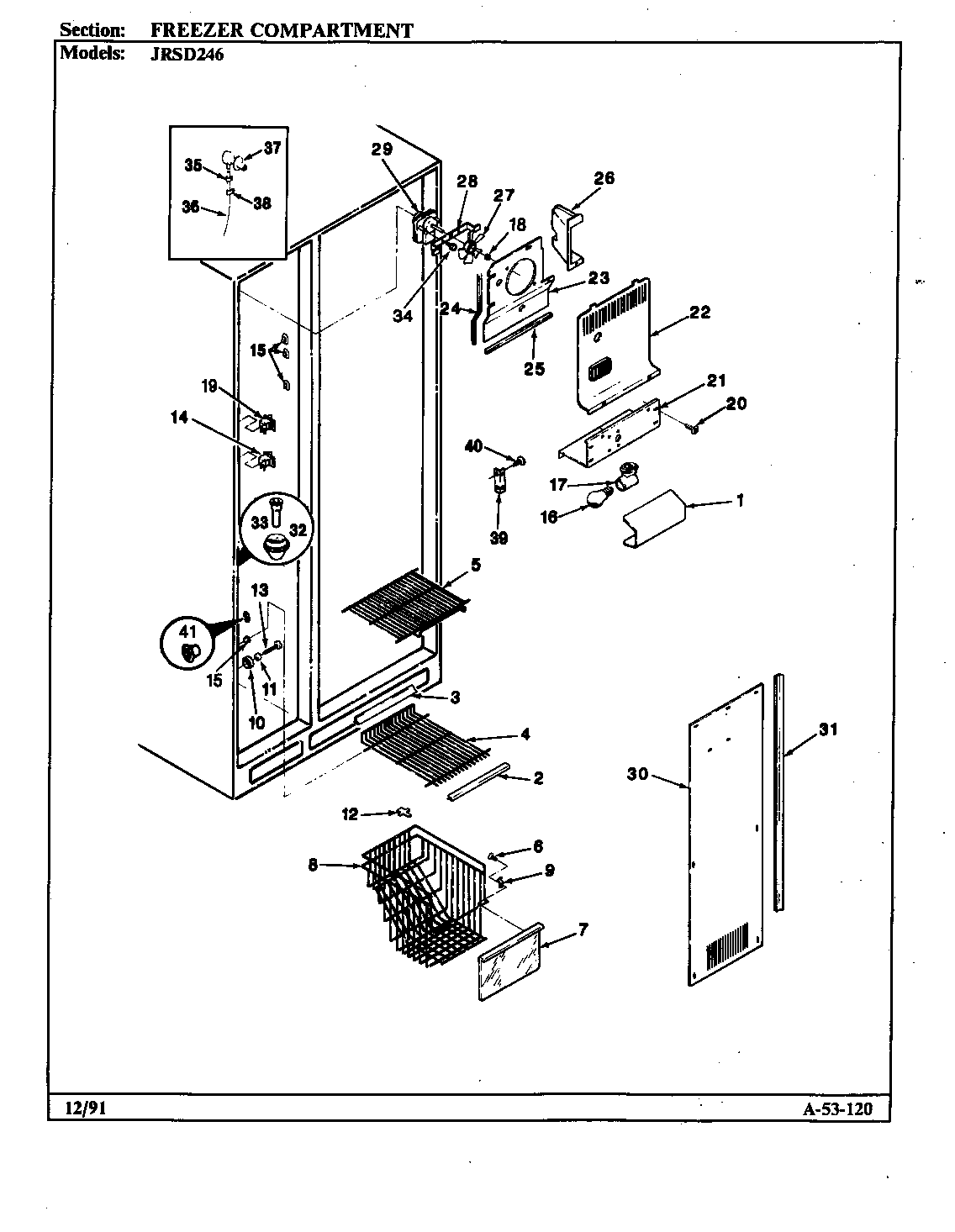 Jenn-Air JRSD246/BQ81C freezer compartment diagram