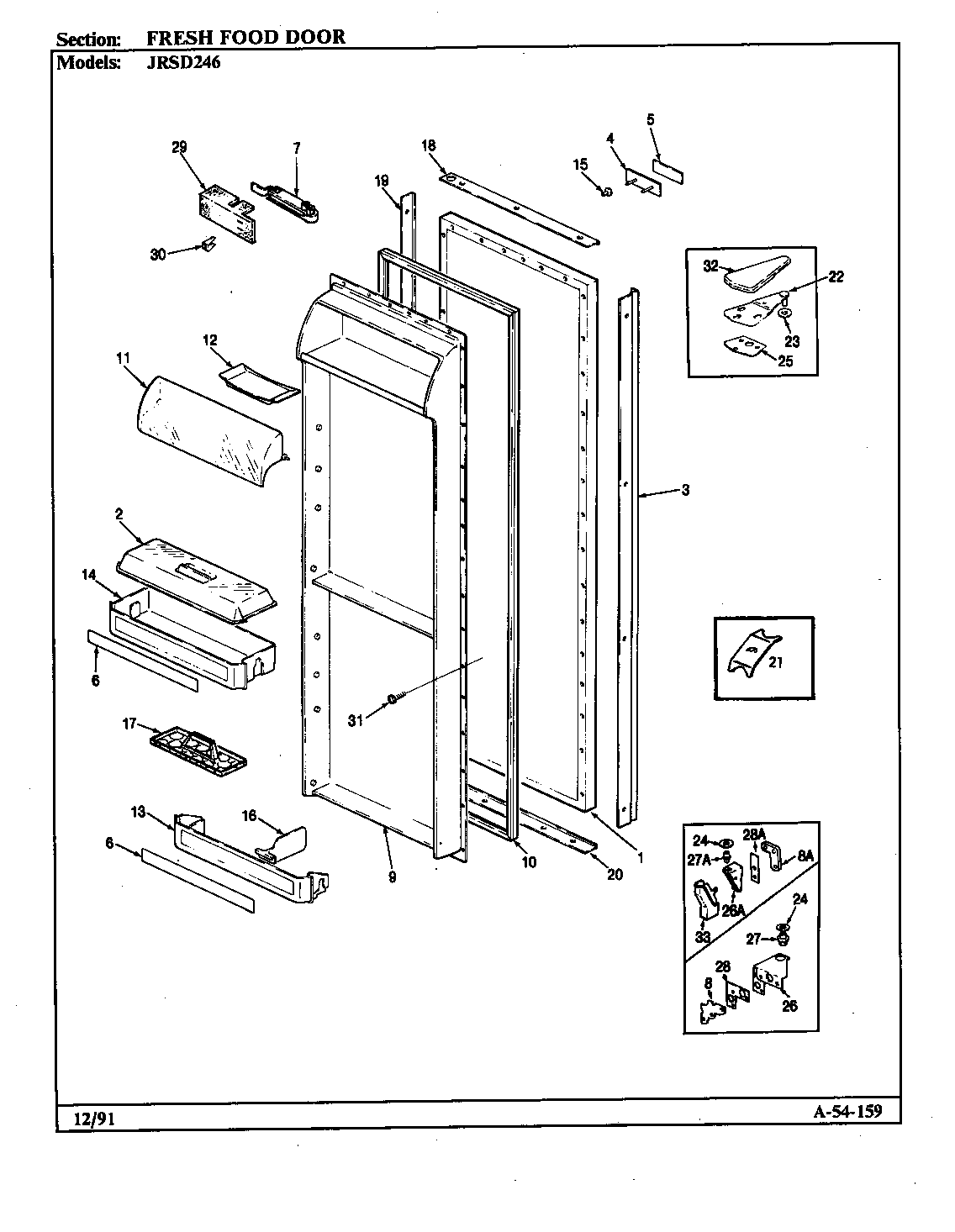 Jenn-Air JRSD246/BQ81C fresh food door diagram
