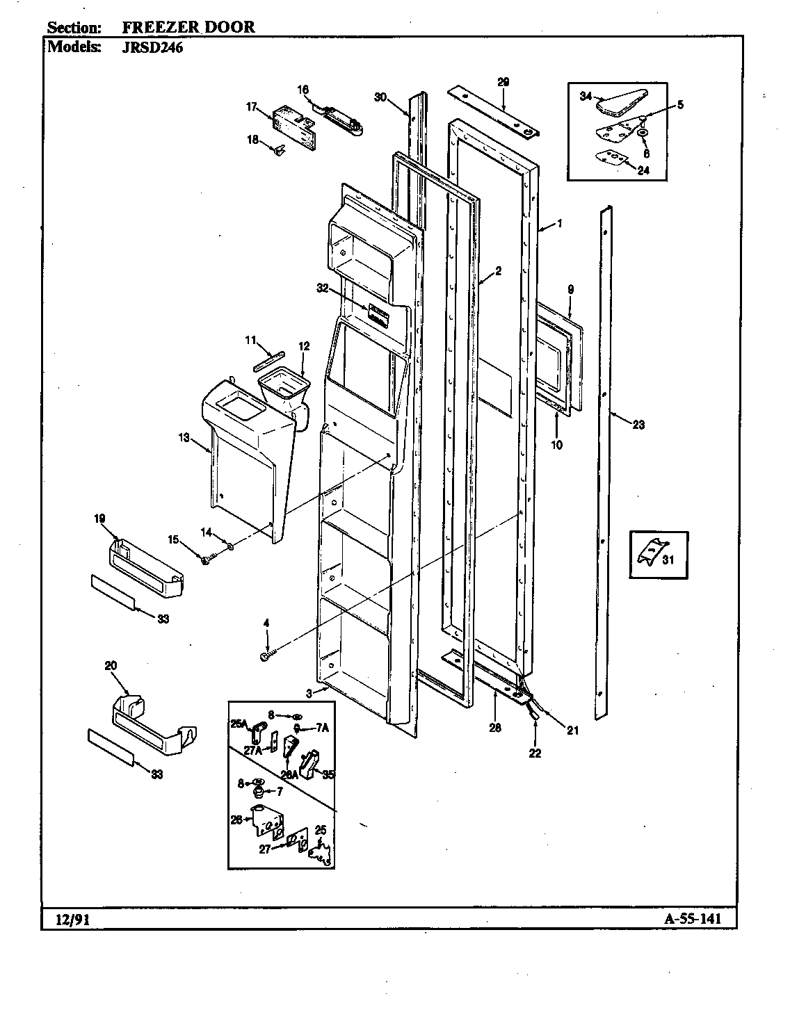 Jenn-Air JRSD246/BQ81C freezer door diagram
