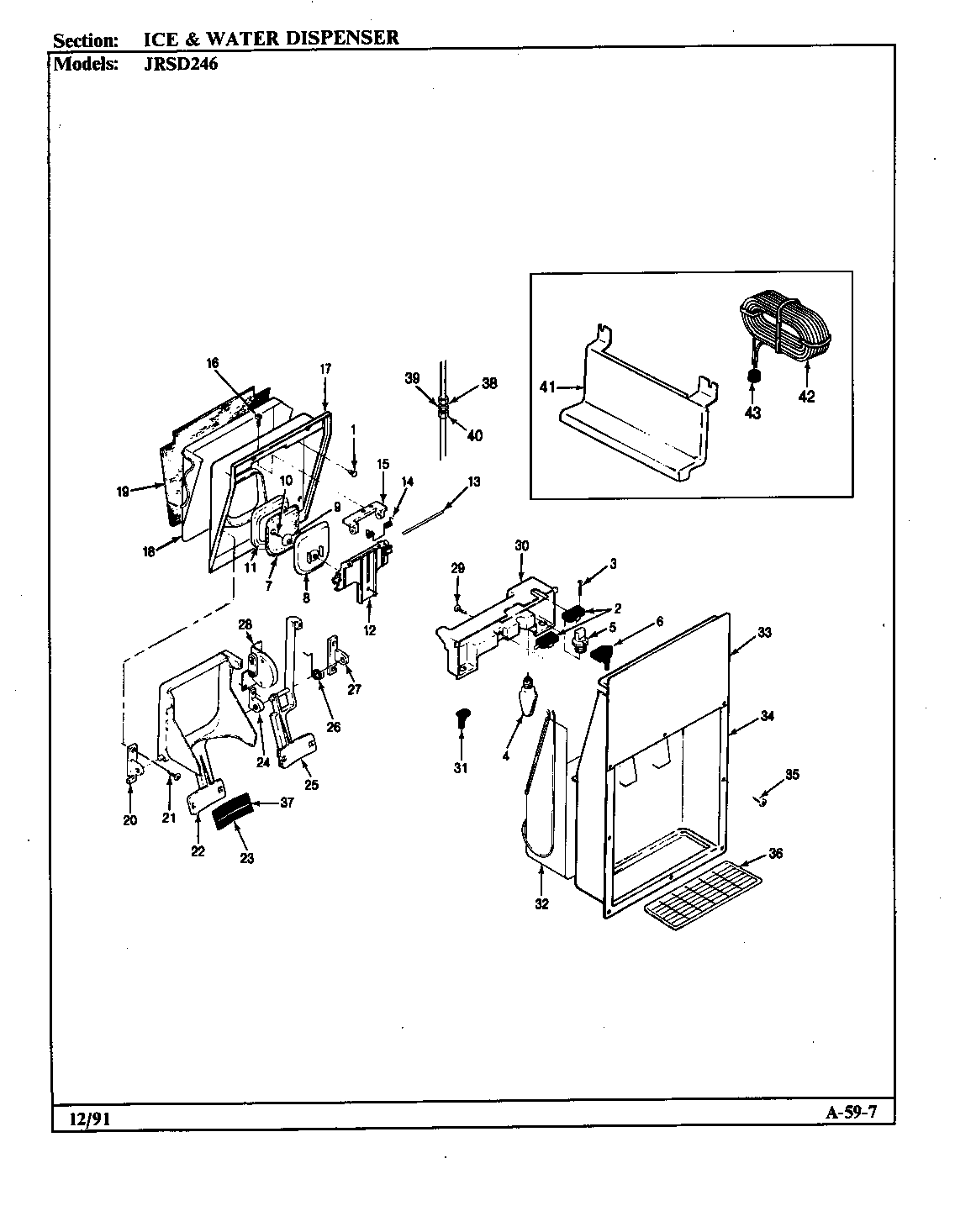 Jenn-Air JRSD246/BQ81C ice & water dispenser diagram