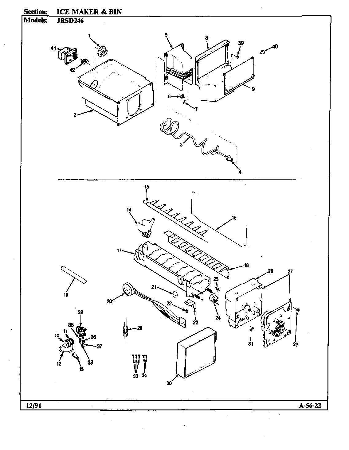 Jenn-Air JRSD246/BQ81C ice maker & bin diagram