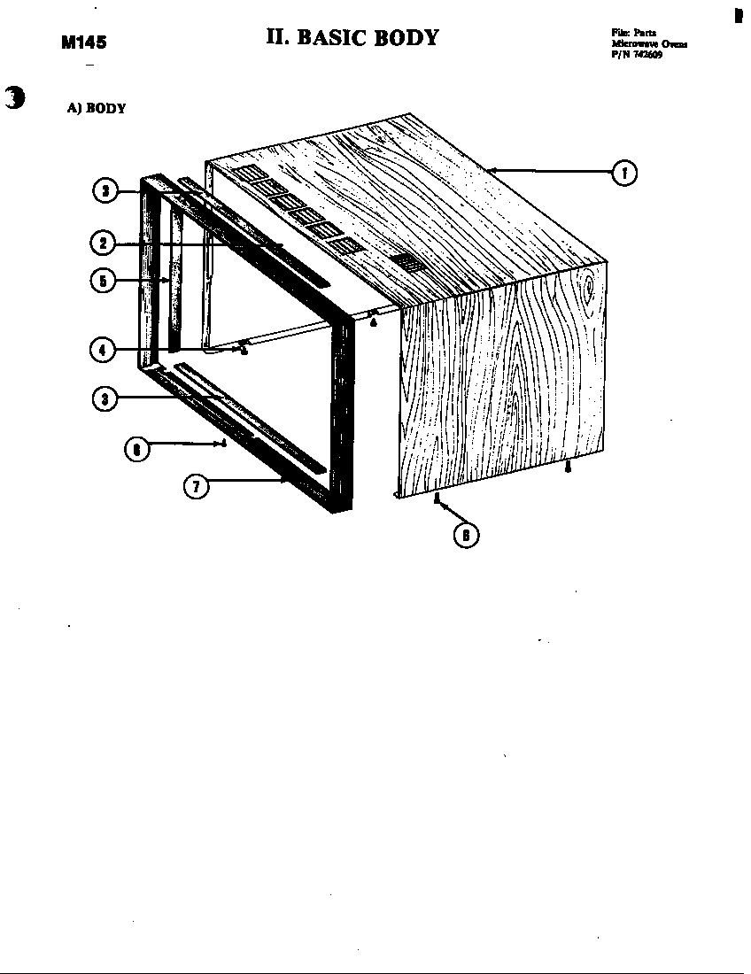 Jenn-Air M145 basic body diagram