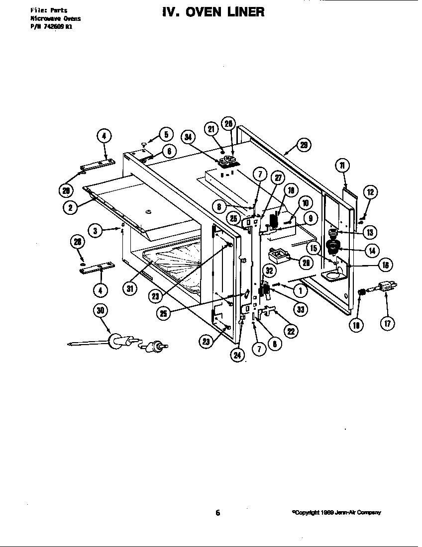 Jenn-Air M145 oven liner diagram