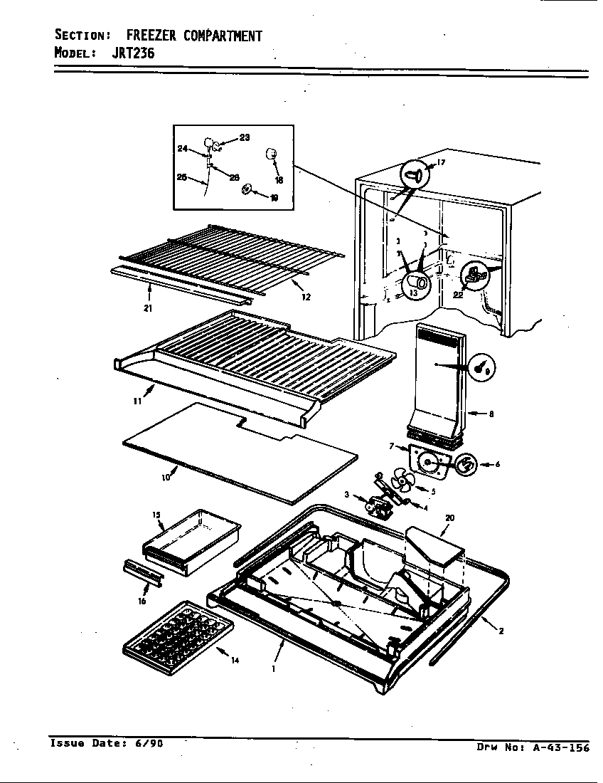 Jenn-Air JRT236/AJ95A freezer compartment diagram