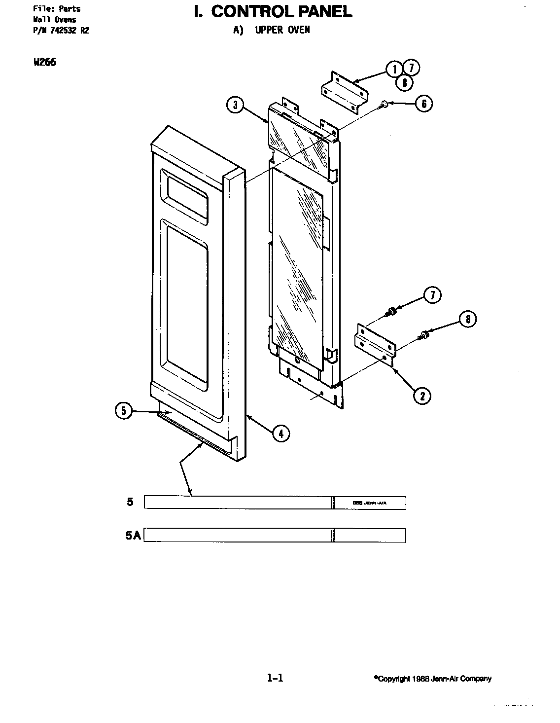 Jenn-Air W266 control panel-upper oven diagram
