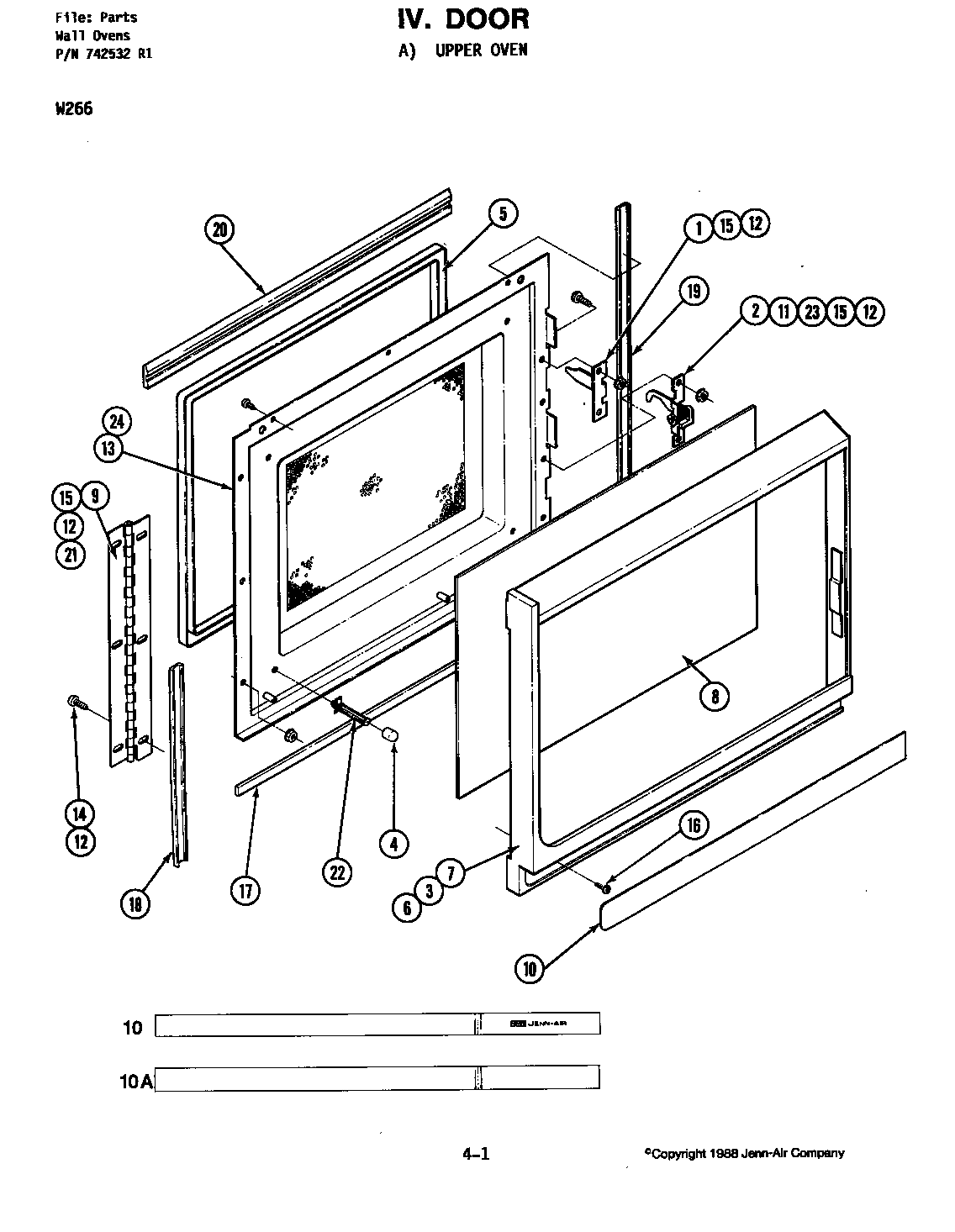 Jenn-Air W266 door-upper oven diagram