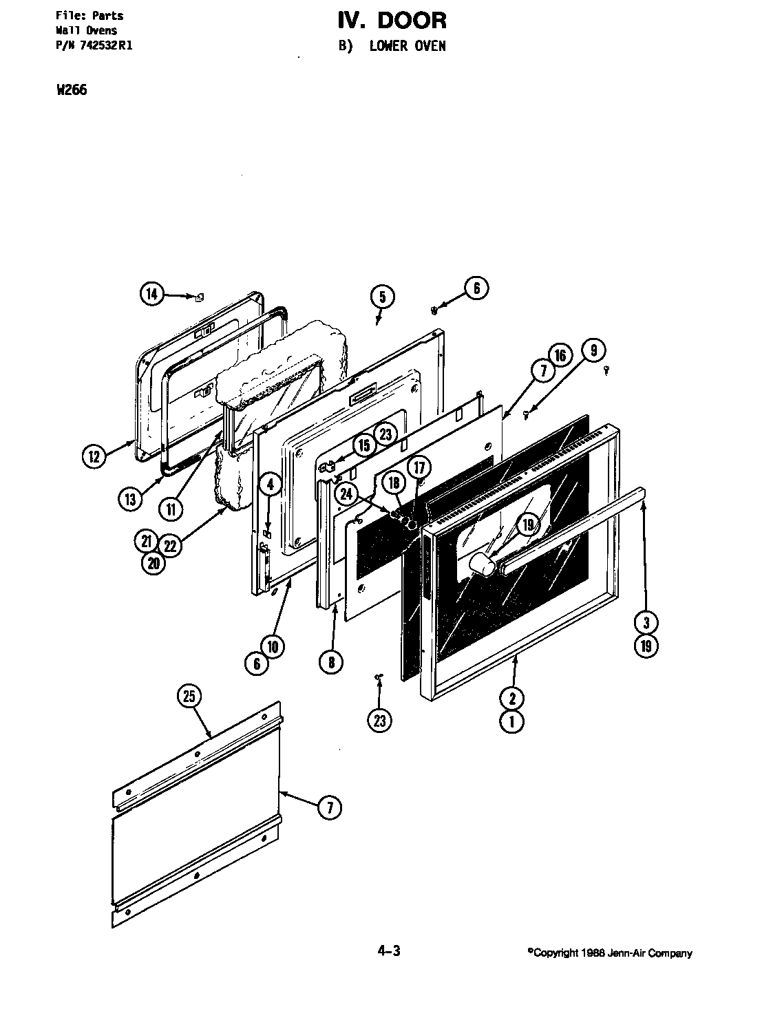Jenn-Air W266 door-lower oven diagram