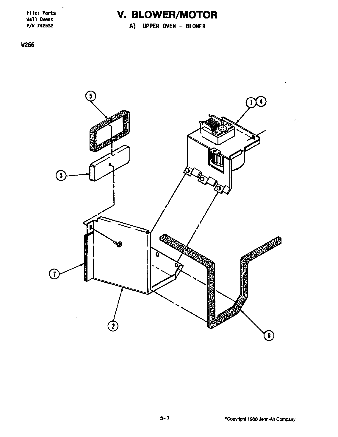 Jenn-Air W266 blower motor-upper diagram