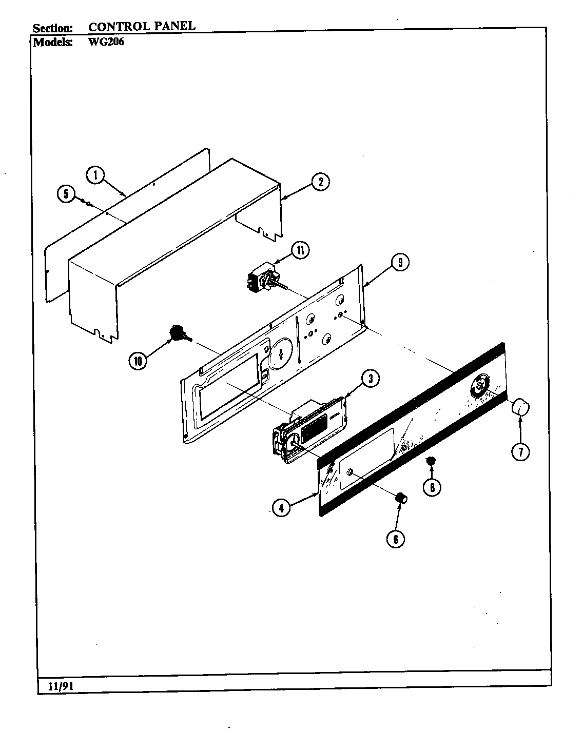Jenn-Air WG206 control panel diagram
