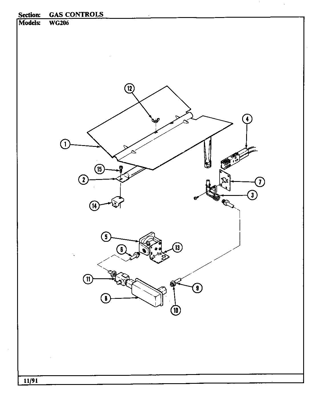 Jenn-Air WG206 gas controls diagram