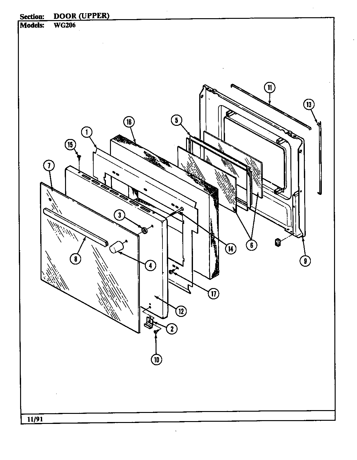 Jenn-Air WG206 door-upper diagram