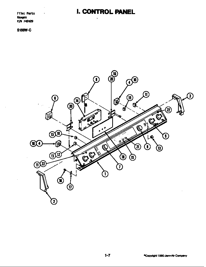 Jenn-Air S156B-C control panel (s156w-c) diagram