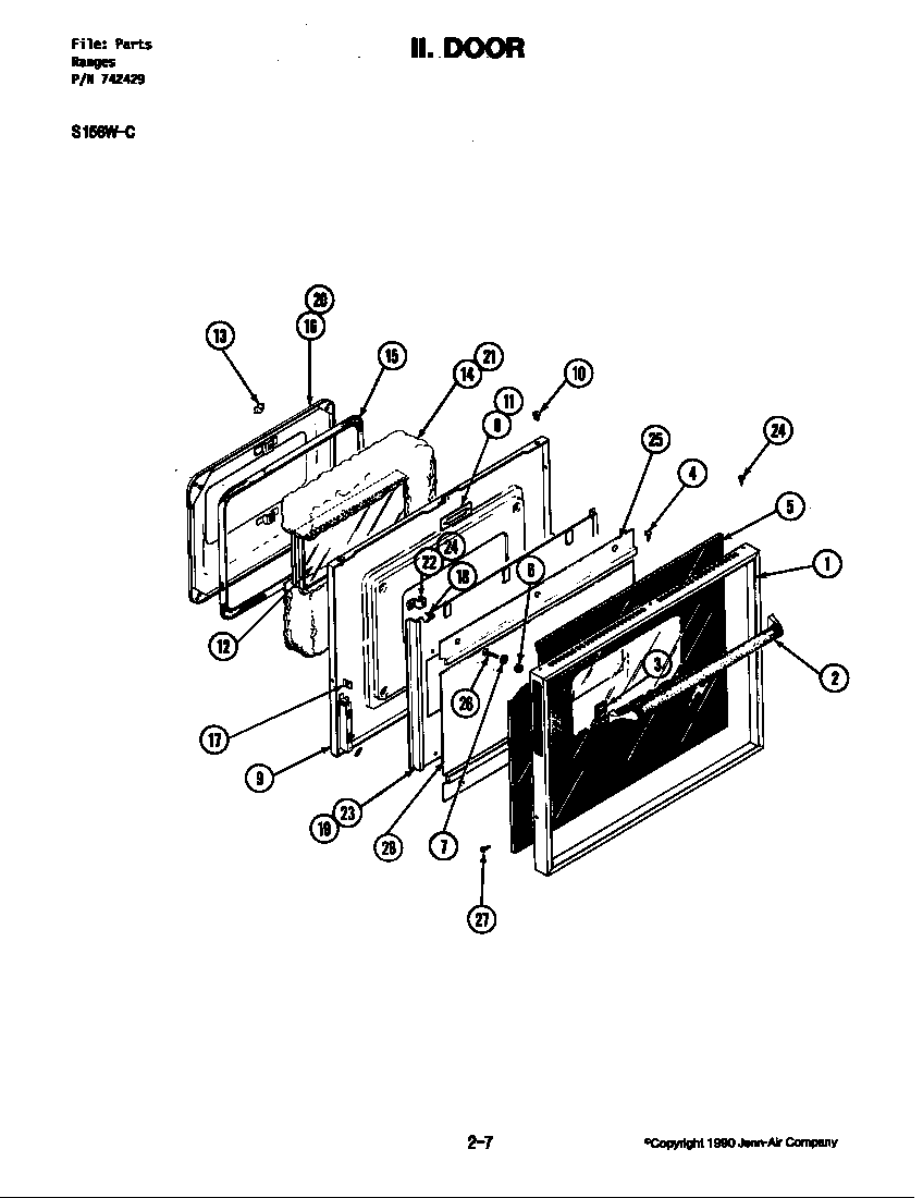 Jenn-Air S156B-C door (s156w-c) diagram