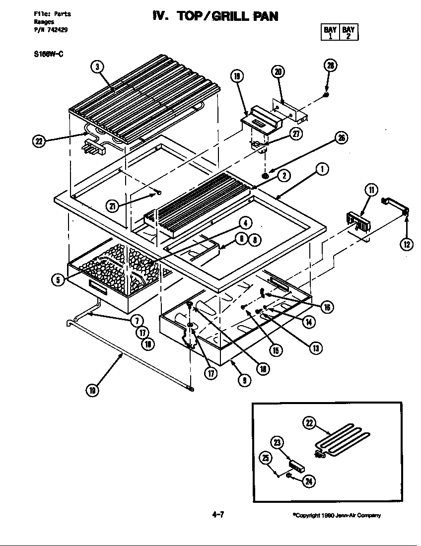 Jenn-Air S156B-C top/grill pan (s156w-c) diagram