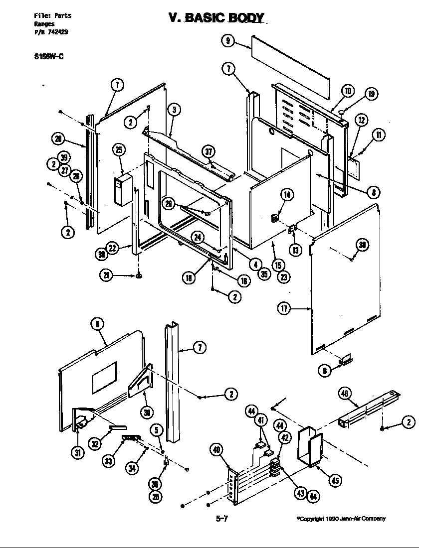 Jenn-Air S156B-C basic body (s156w-c) diagram